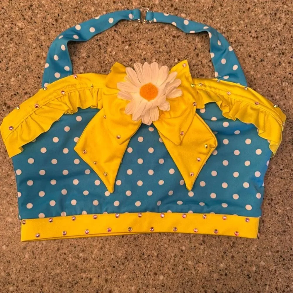 WEISSMAN Dive In The Pool Retro Two Piece Dance Costume Rhinestones Added
